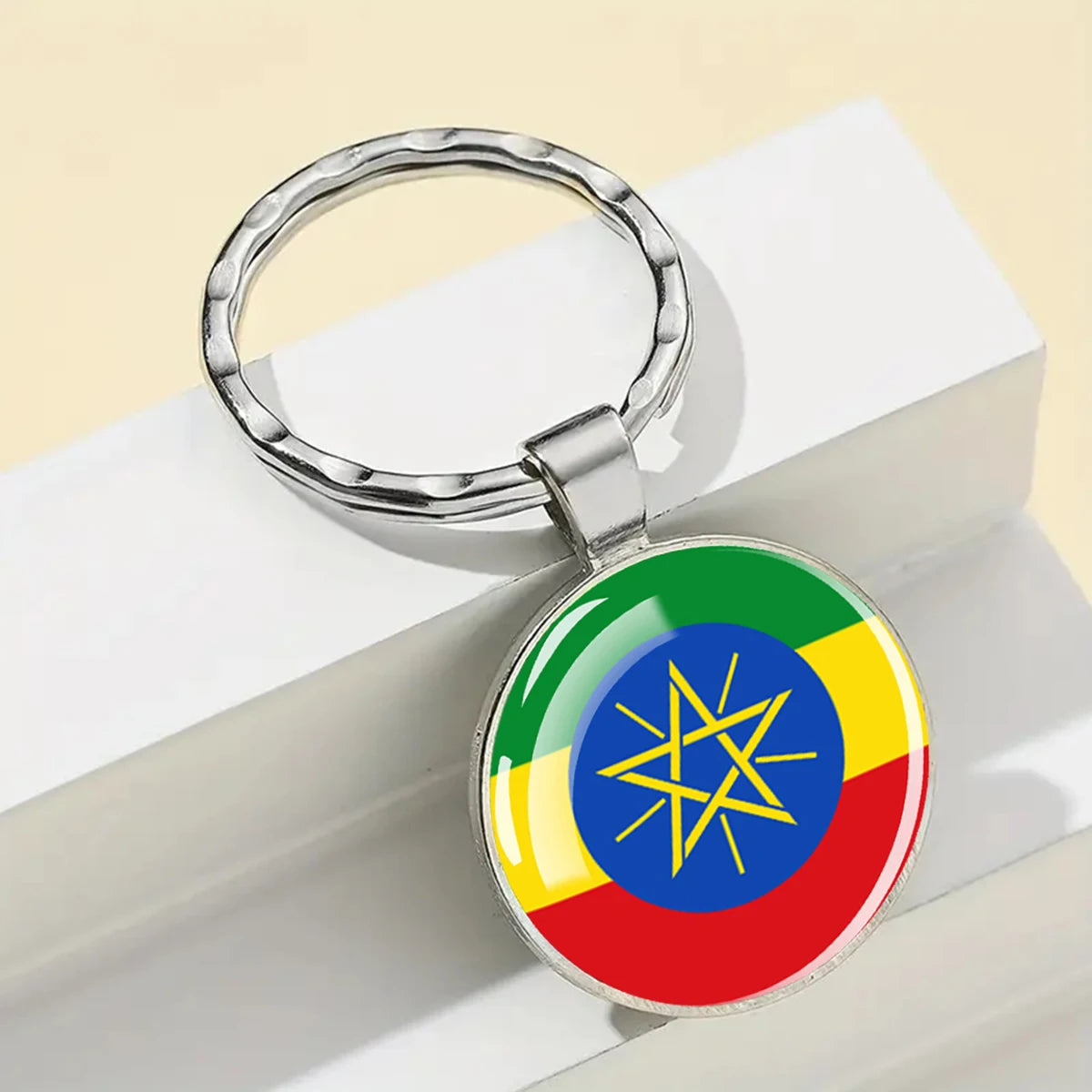 African National Flags Keychain Africa Country Algeria South African Morocco Egypt Nigeria Flag Glass Key Chain Patriot Gift