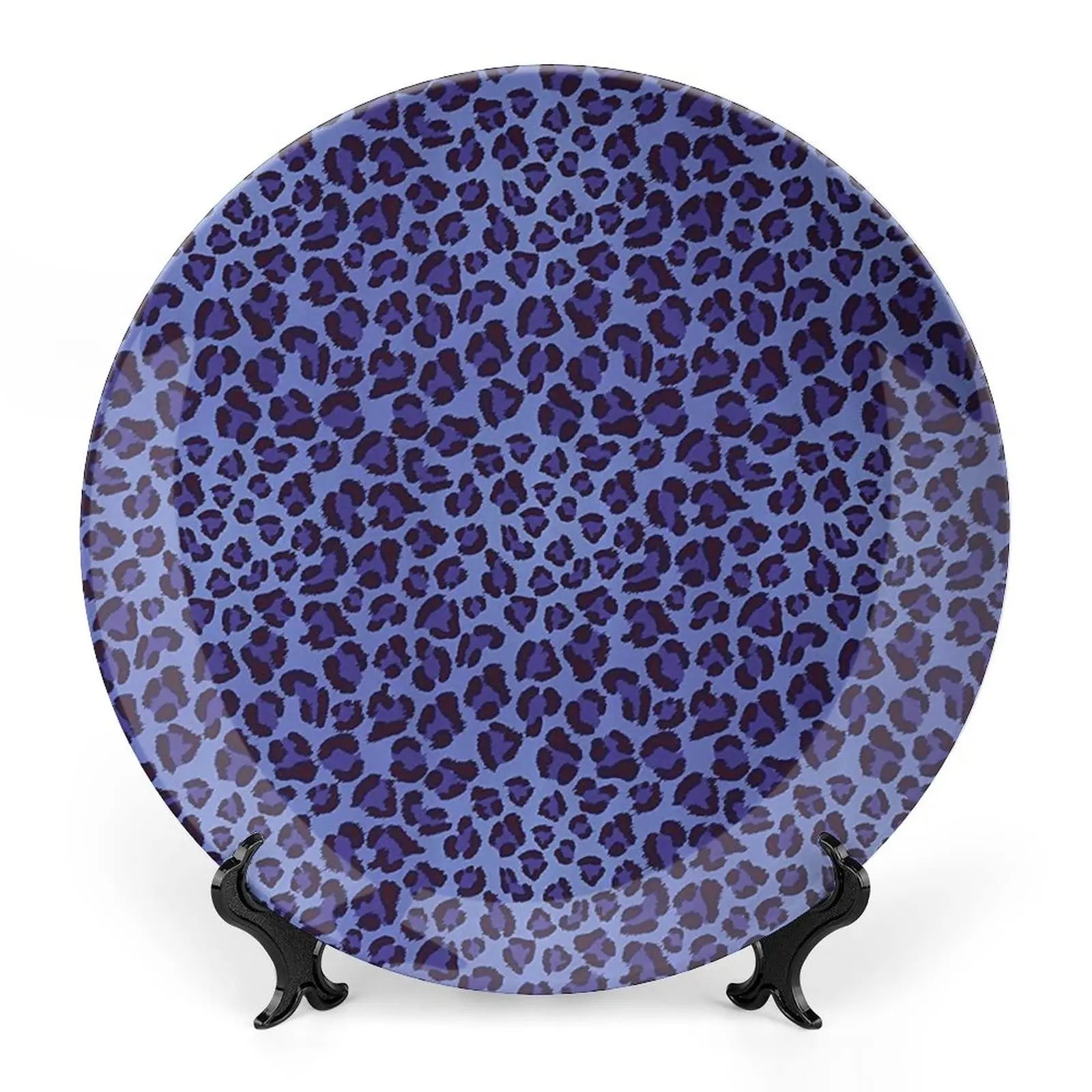 Leopard Print Porcelain Plate, African Pattern Print Ceramic Wall Hanging Decor Accessory for Dining Table Tabletop Home Decor