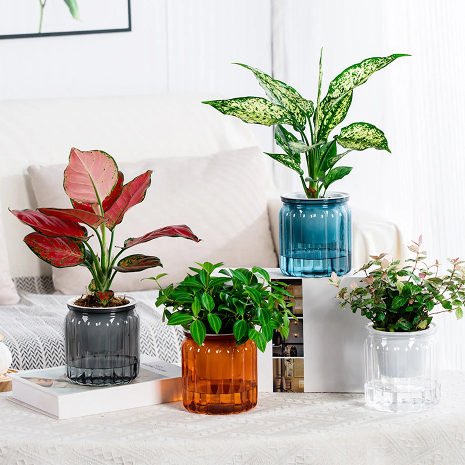 Elegant Self Watering Planter Delicate Modern Home Self Watering Flowerpot for Garden Enthusiast Lover Gift