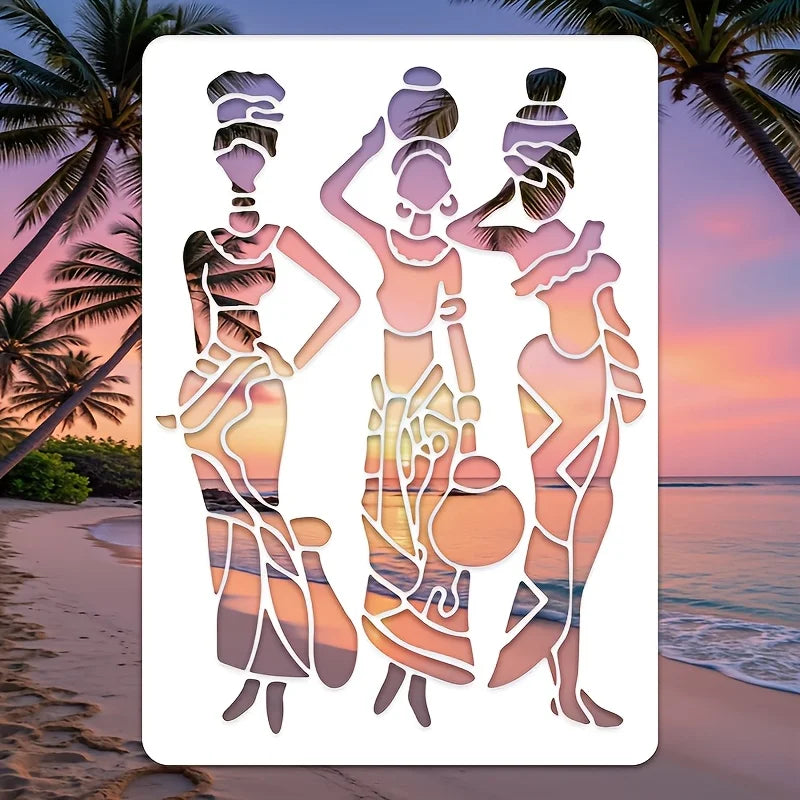 A4 29 *21cm African women DIY Stencils Wall Painting Scrapbook Coloring Embossing Album Decorative Paper Card Template,wall