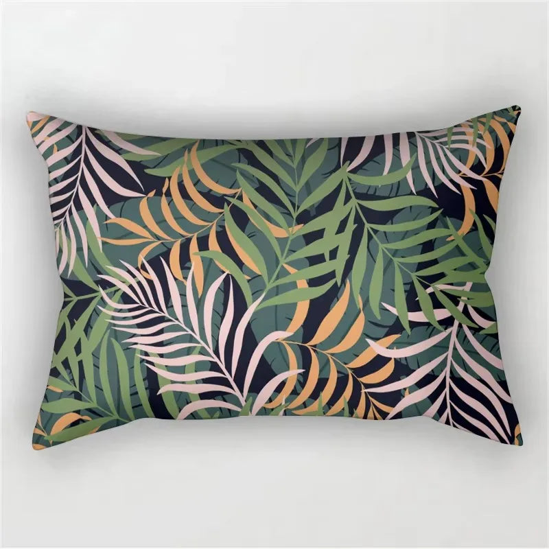 30X50cm Green Tropical Leaf Pattern Printing Decorative Living Room Backrest Home Furnishing Polyester Rectangular Pillowcase