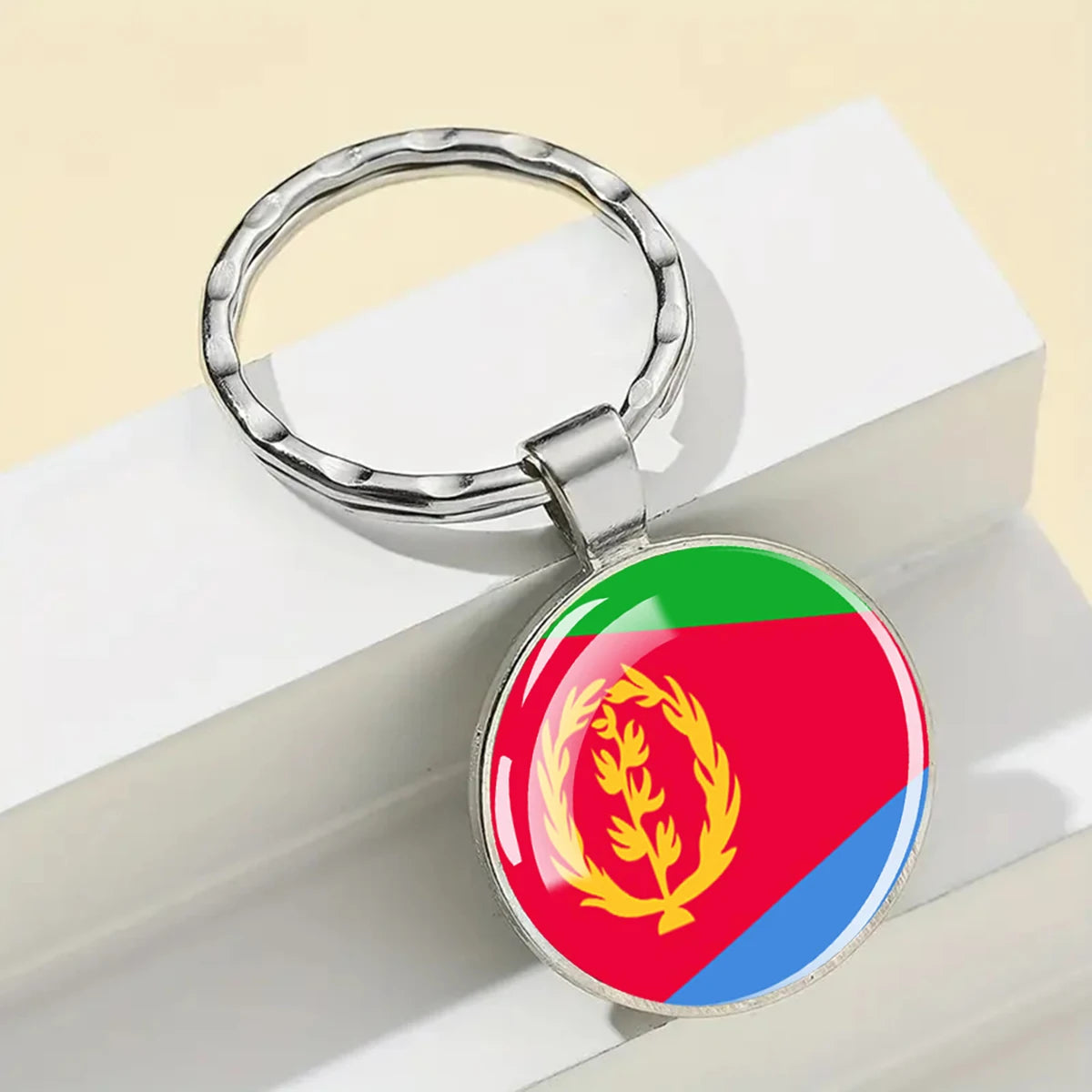 African National Flags Keychain Africa Country Algeria South African Morocco Egypt Nigeria Flag Glass Key Chain Patriot Gift