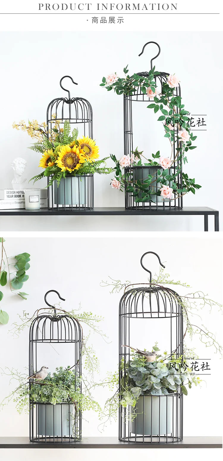 Birdcage wrought iron flower ware, garden art soft decoration home furnishing, ornament simulation flower ware, designer model r