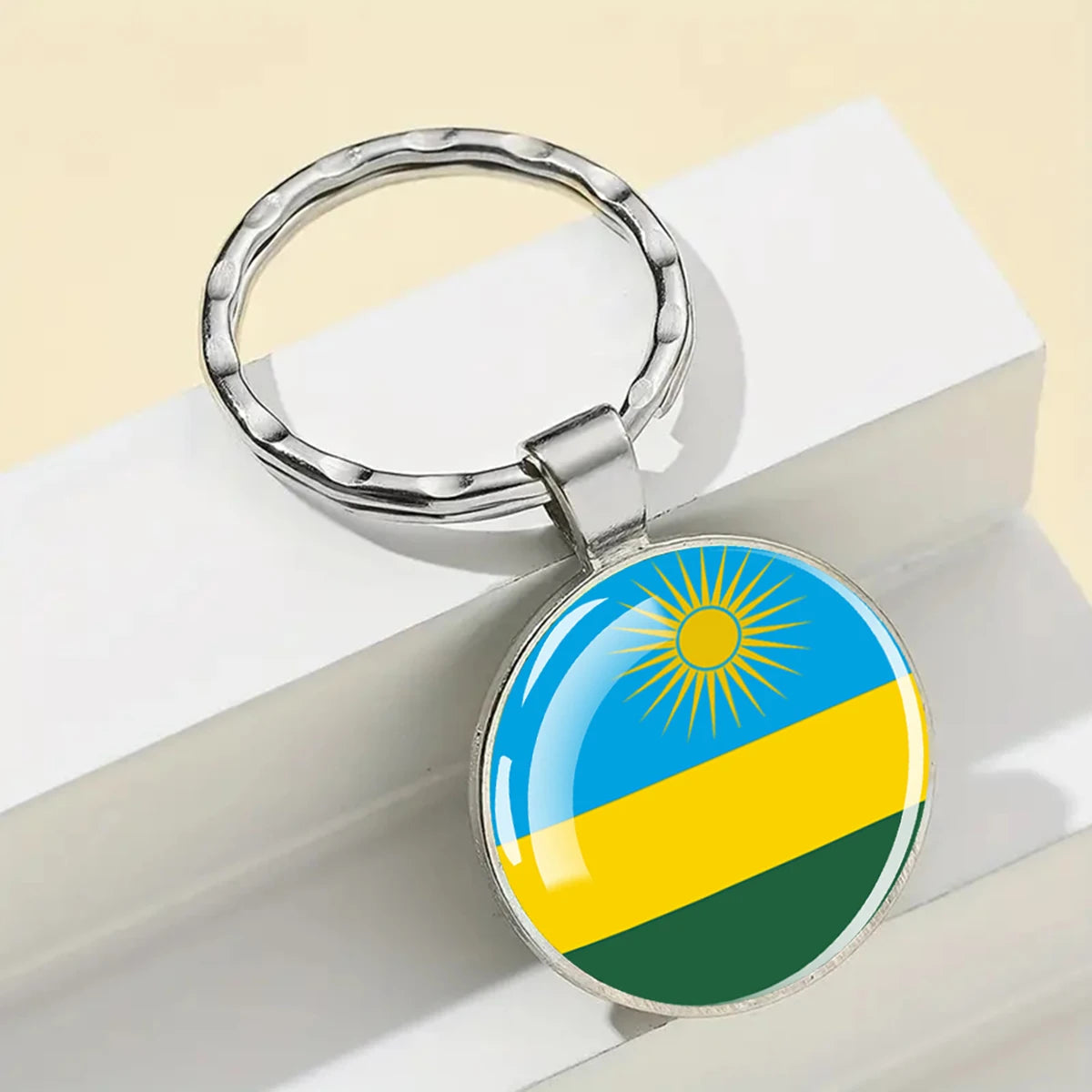 African National Flags Keychain Africa Country Algeria South African Morocco Egypt Nigeria Flag Glass Key Chain Patriot Gift