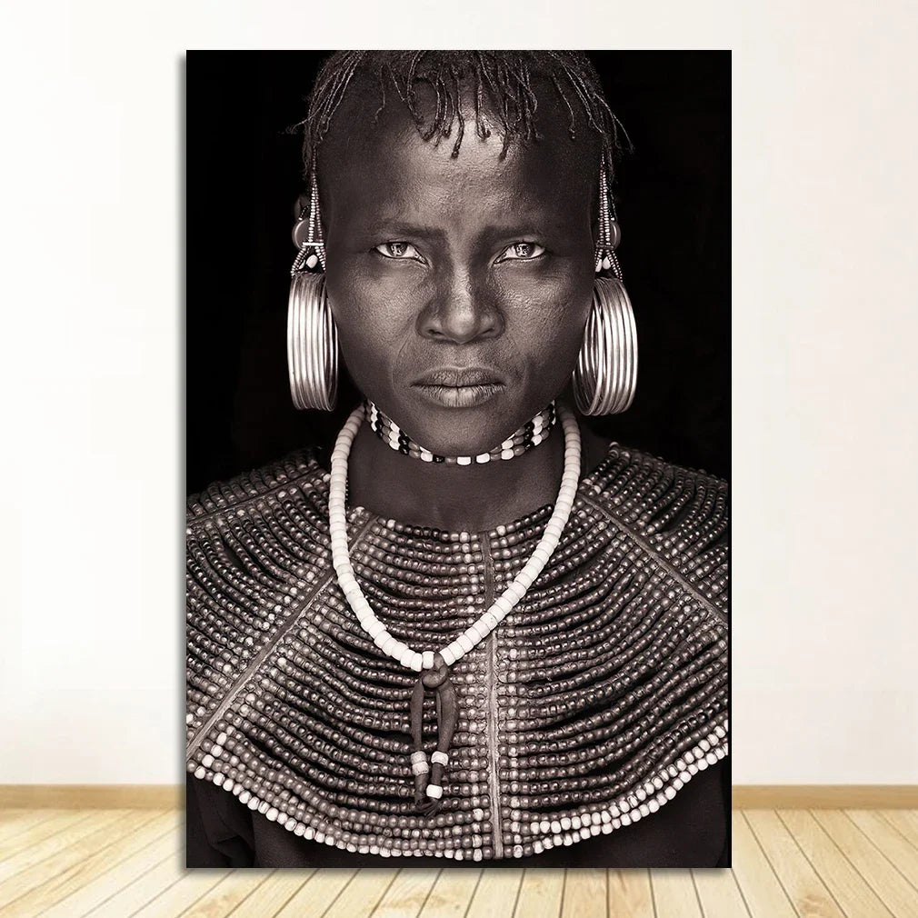 Black and White African Women Man Living Room Canvas Painting Wall Pictures Quadro Cuadros Wall Art Portrait Home Decoration