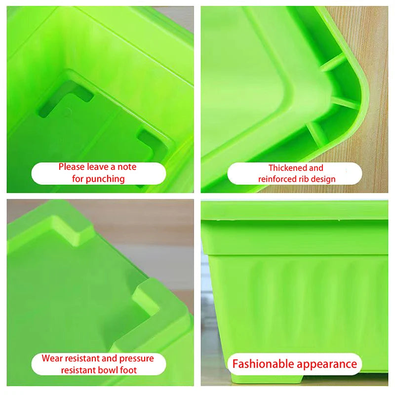Breathable Plastic Rectangular Flowerpots 1Set Vegetable Planters For Balcony Indoor Gardening Plant Pot Home Garden Decor
