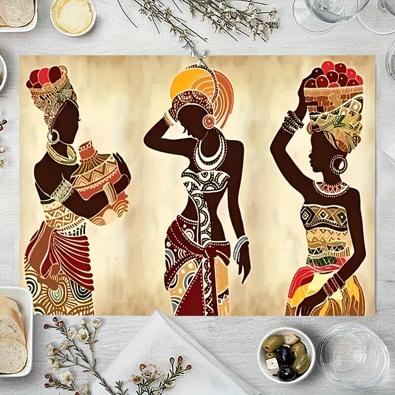 1pc Ethnic African Woman Placemats Linen Material, Perfect for Festive Table Settings