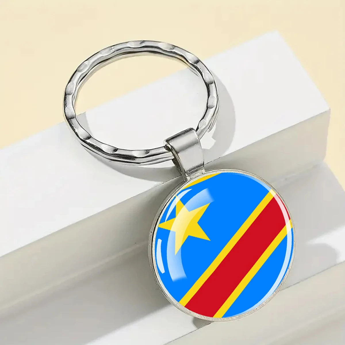 African National Flags Keychain Africa Country Algeria South African Morocco Egypt Nigeria Flag Glass Key Chain Patriot Gift