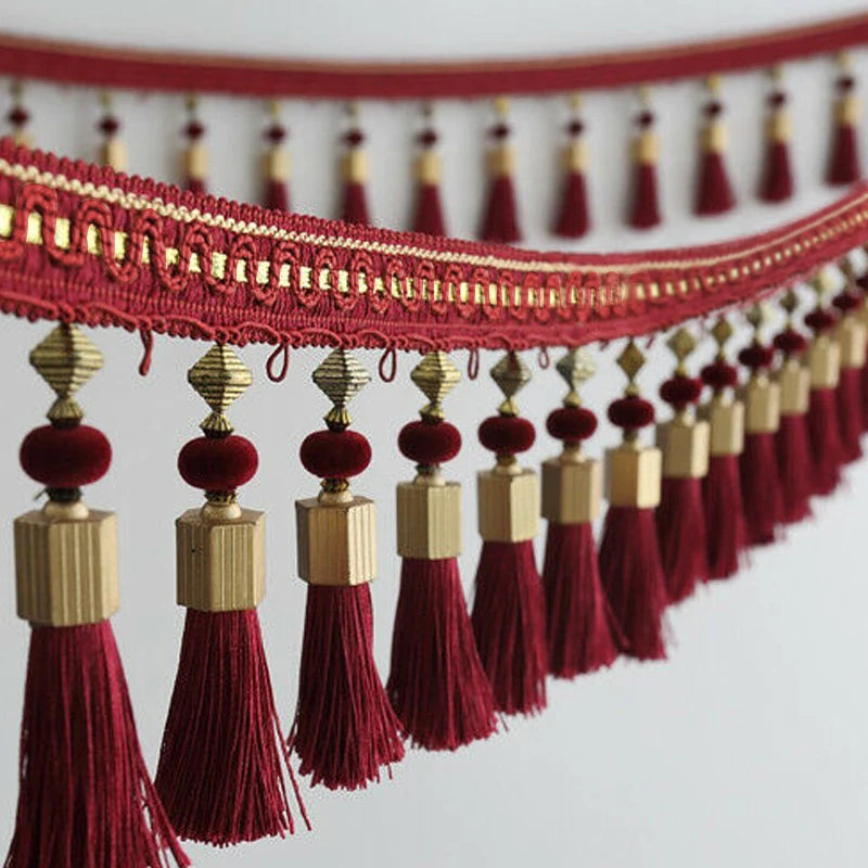 2/3/5M Tassel Fringe Edging Trim Curtains Tassel Trim Lace Sewing Crafts Cushions Furnishings Upholstery Home Funiture DIY Decor