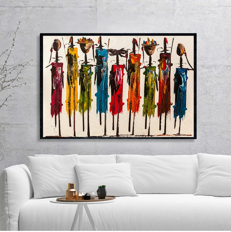 Abstract African Woman Oil Painting on Canvas Posters and Prints Wall Art Portrait Pictures for Living Room Home Decor No Frame