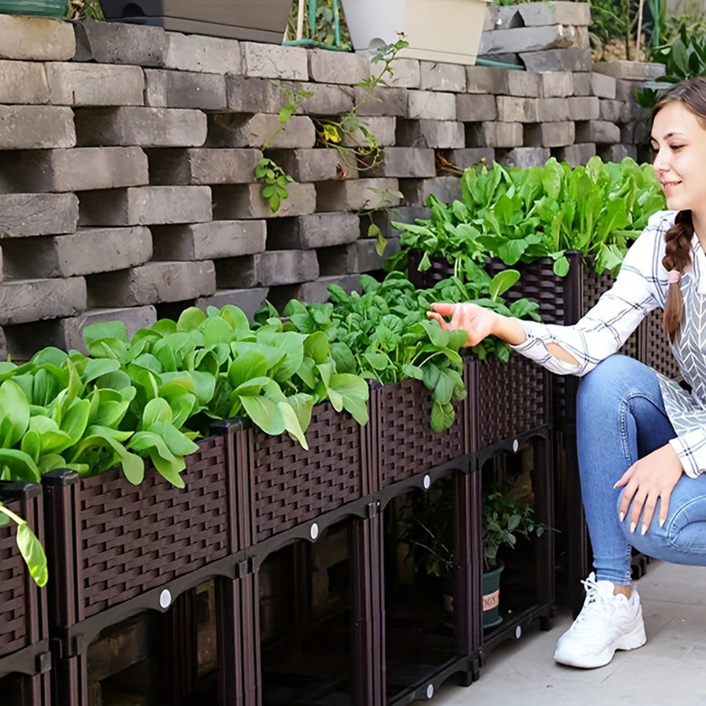 Plastic Planting Container with Drainage Holes Raised Bed Elevated Propagation Box for Gardening Vegetables Fruits Flowers Herbs
