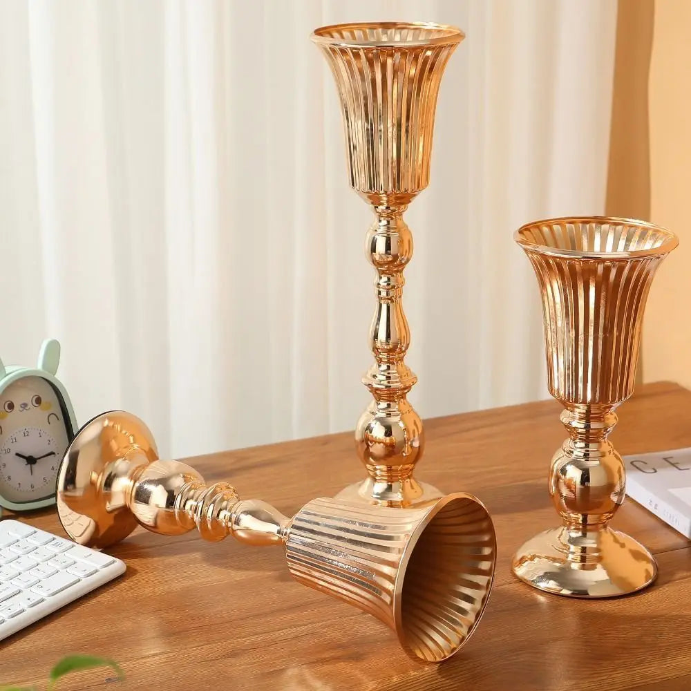 Table Gold Iron Vase Candle Holder Arrangement Wedding Flower Centerpiece Vase Wedding Props Vase Home Decoration Furnishings