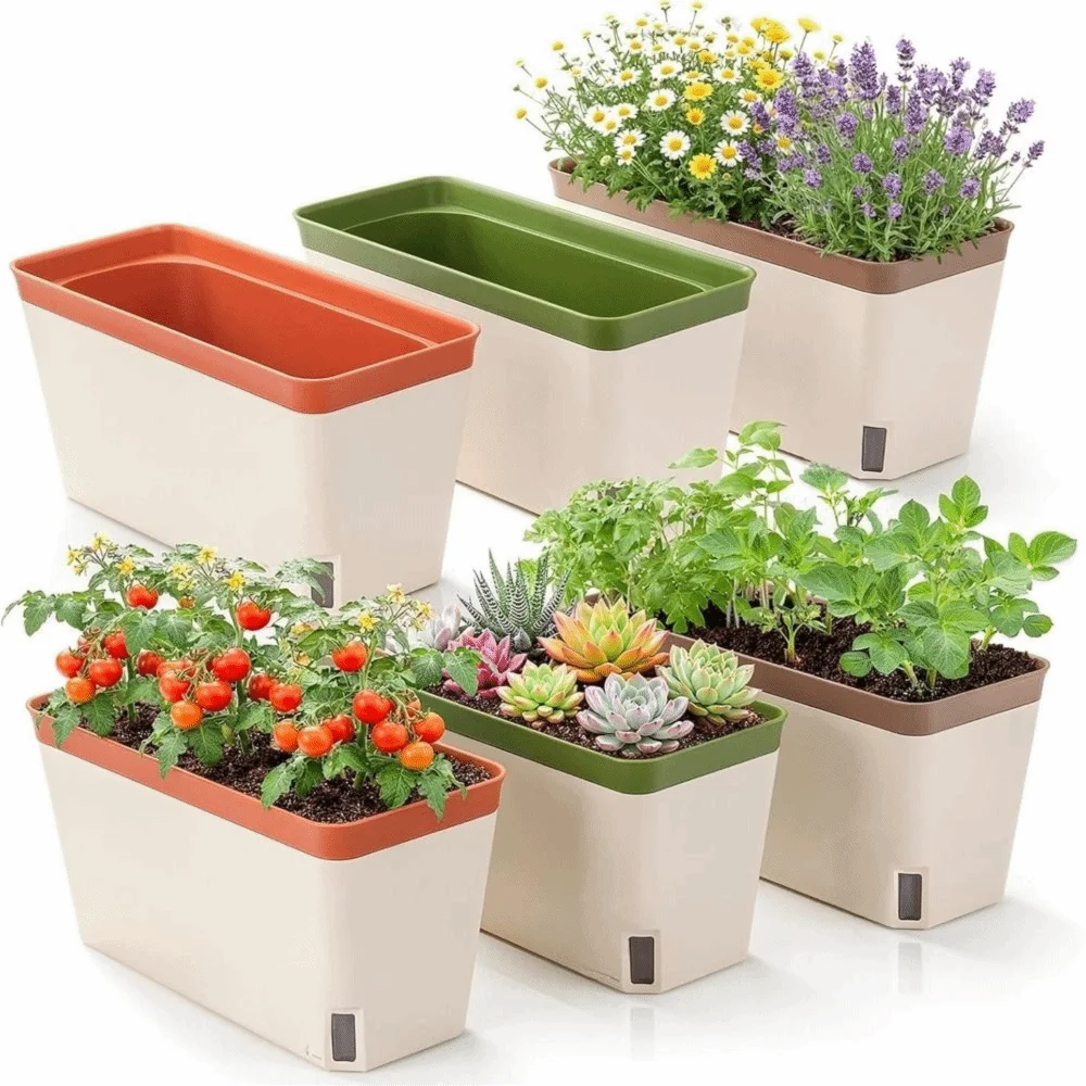 Modern Self Watering Planter Pots Decorative Visual Water Level Window Indoor Planter Herb Planter Box Succulents Plants