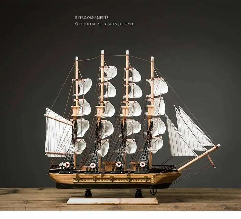 Naotical Lifelike Miniature Wooden Pirate Sail Ship Model Marine Decoration Accessories Modern Arts Office Home Decor Souvenirs