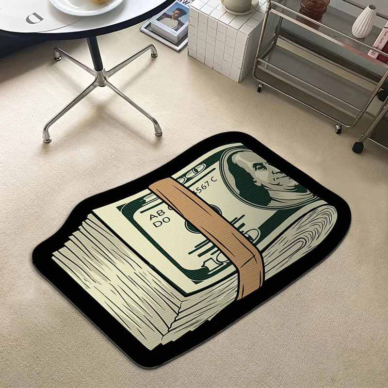 VIKAMA Trendy Printed US Dollar Note Floor Mat - Unique Design, Personalized, Anti-Slip, Home Decorative Carpet