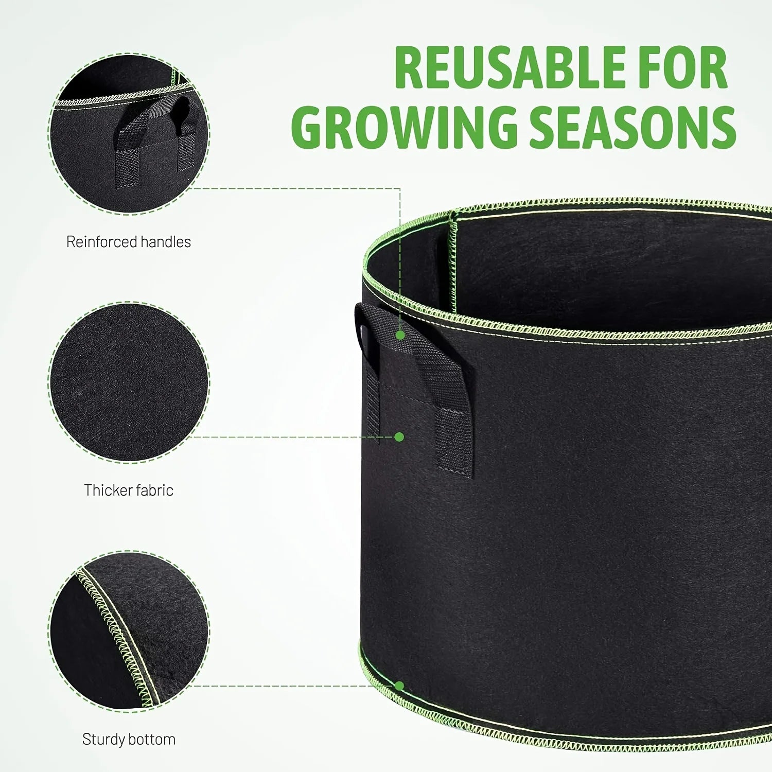 3/5/7 Gallon Grow Bags for Vegetable/Flower/Plant Fabric Pots with Handles Reinforced Aeration Planting Bags for Vegetables