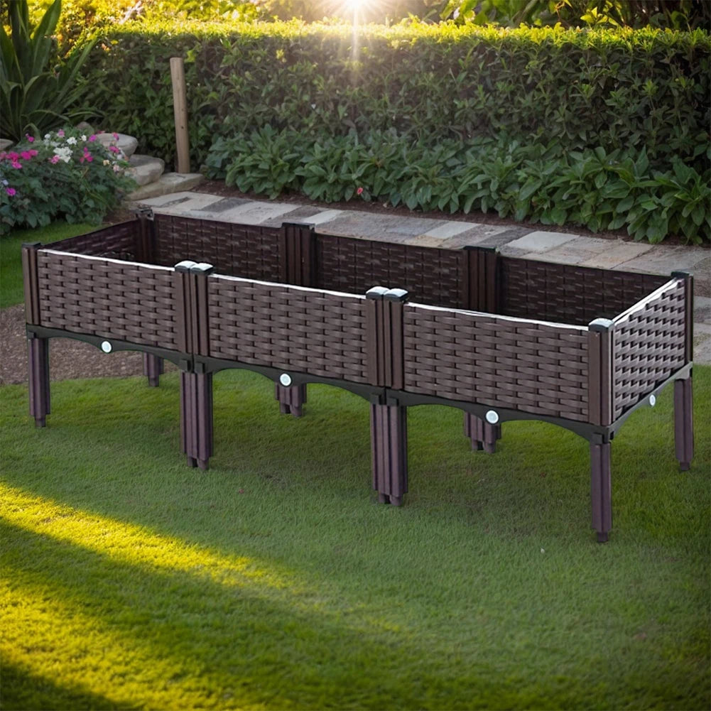 Plastic Planting Container with Drainage Holes Raised Bed Elevated Propagation Box for Patio Flower Fruit  Vegetable Growing