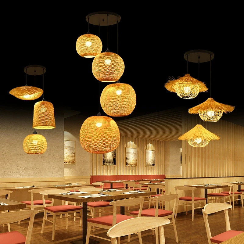 Bamboo Lamp - Natural Wicker Rattan Bamboo Lamp - Furniture Home Furnishing Hotel Garden Crafts