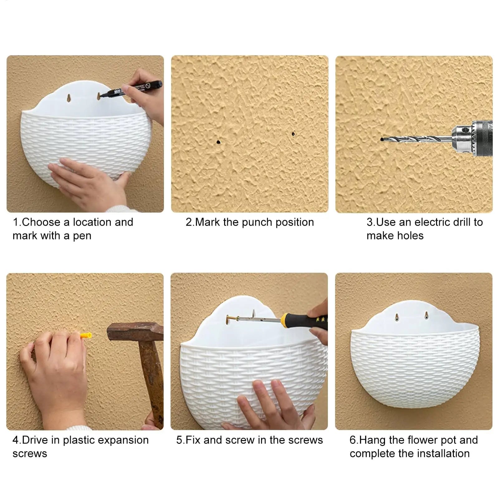 Semi-circular Flower Pot Wall-mounted No-punching Flower Basket Garden Planter Hanging Flowerpot Self watering For Home Decor
