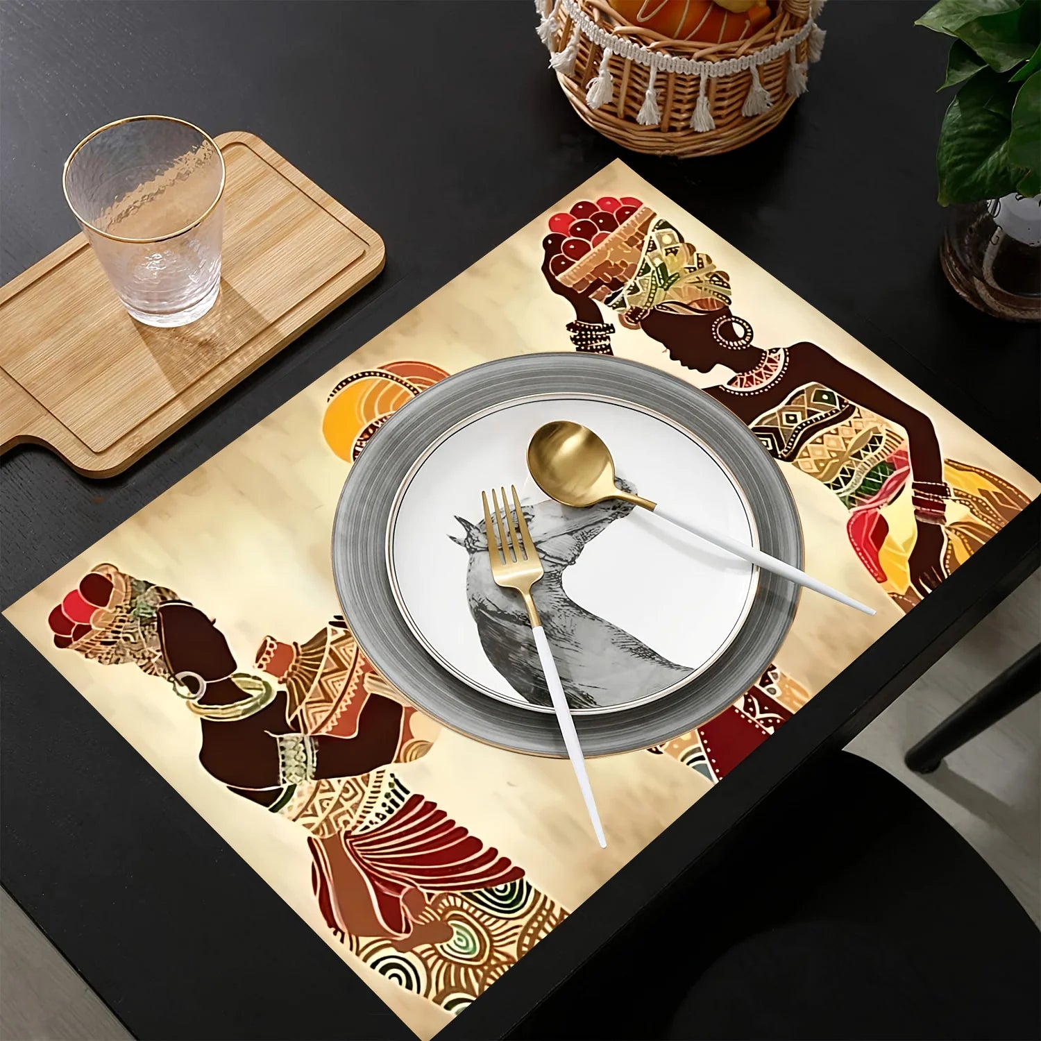 1pc Ethnic African Woman Placemats Linen Material, Perfect for Festive Table Settings
