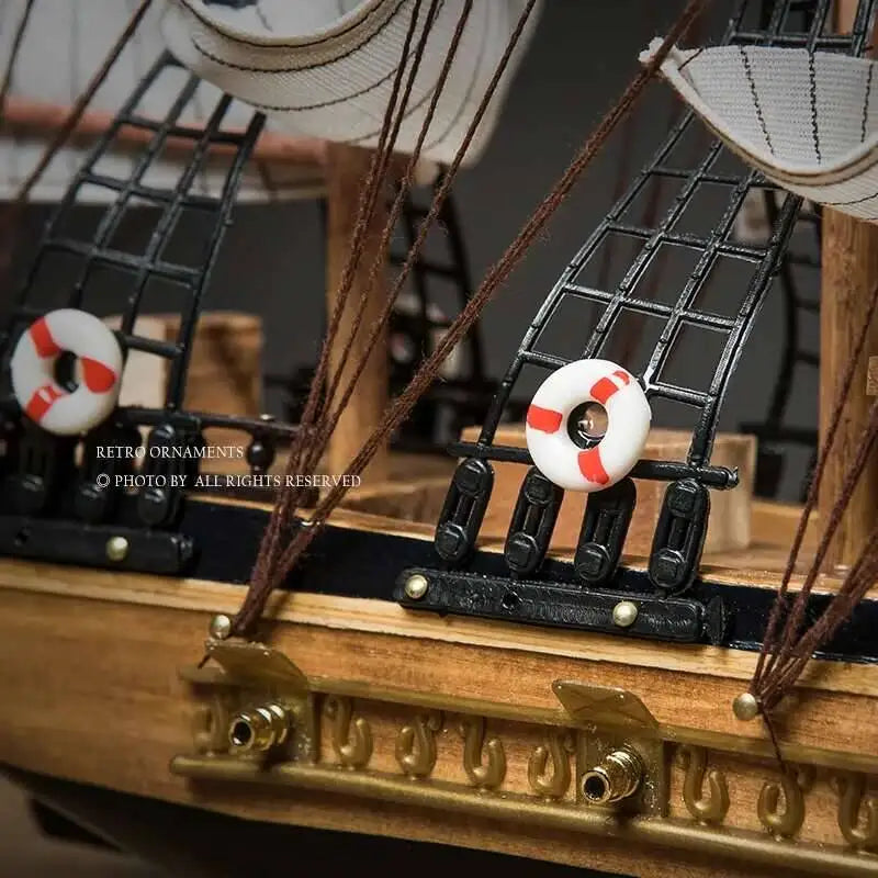Naotical Lifelike Miniature Wooden Pirate Sail Ship Model Marine Decoration Accessories Modern Arts Office Home Decor Souvenirs