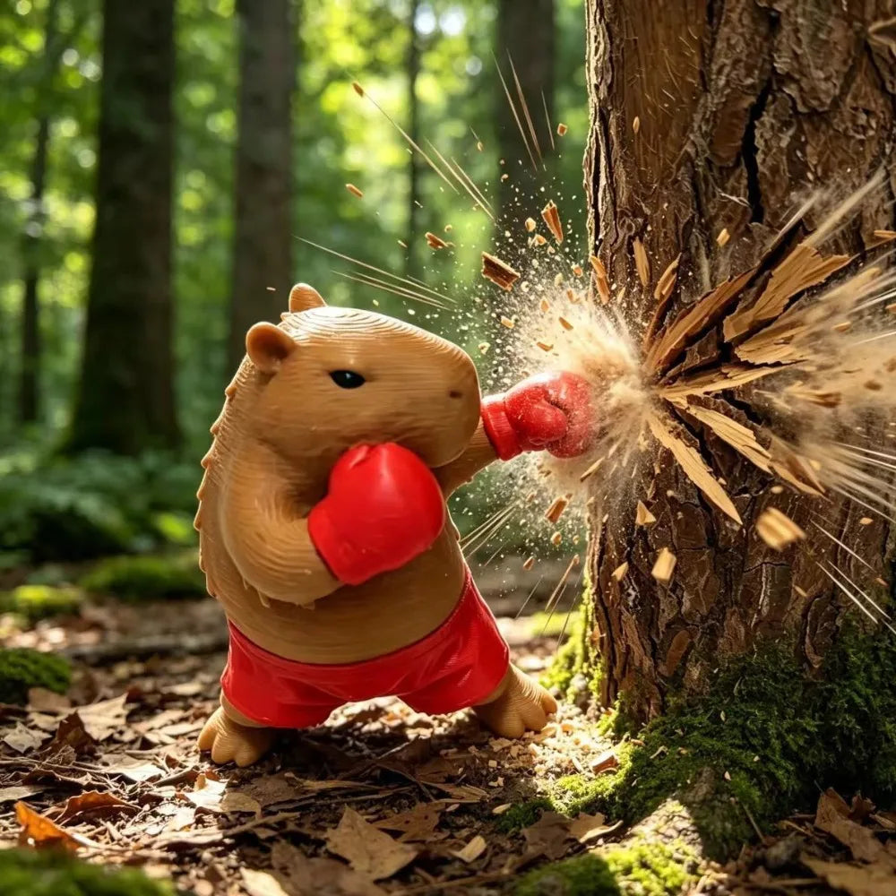 3D Printed Boxing Capybara Figurines Ornament Desktop Shelf Home Decor Funny Animal Craft Collectible Table Display Party Gifts
