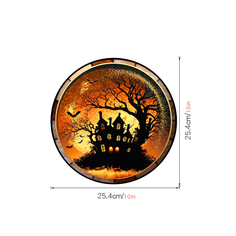 Halloween PVC Static Glass Stickers Scary Castle Cat Glass Stickers Non Adhesive Removable Party Home Decorations