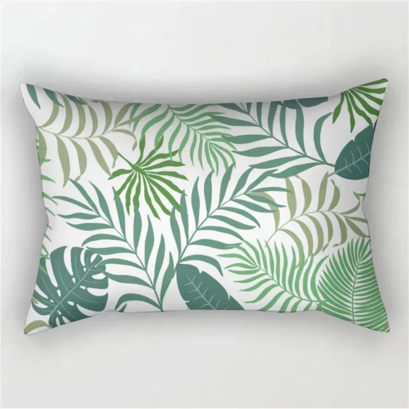30X50cm Green Tropical Leaf Pattern Printing Decorative Living Room Backrest Home Furnishing Polyester Rectangular Pillowcase