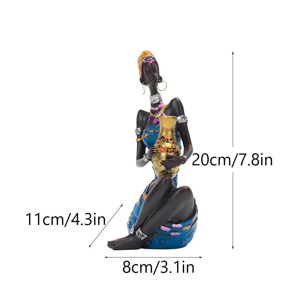 RAKKS Abstract African Black Women Sculpture Decoration Home Wine Cabinet Model Room Coffee Shop Resin Crafts