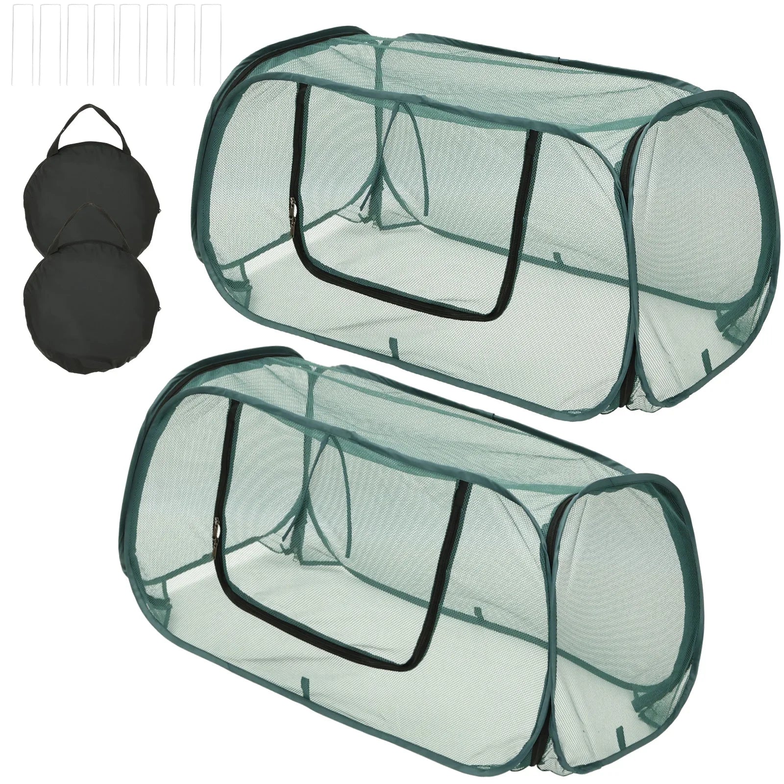 1/2Pcs Garden Bed Mesh Cover Foldable Plant Protection Netting with Stakes Pop Up Raised Flower Bed Bird Proof Net Planter Cover