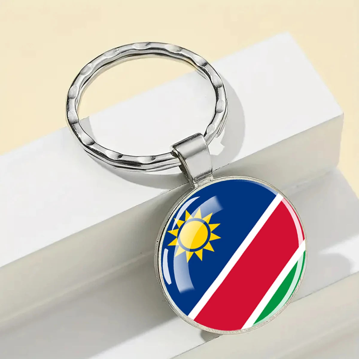 African National Flags Keychain Africa Country Algeria South African Morocco Egypt Nigeria Flag Glass Key Chain Patriot Gift