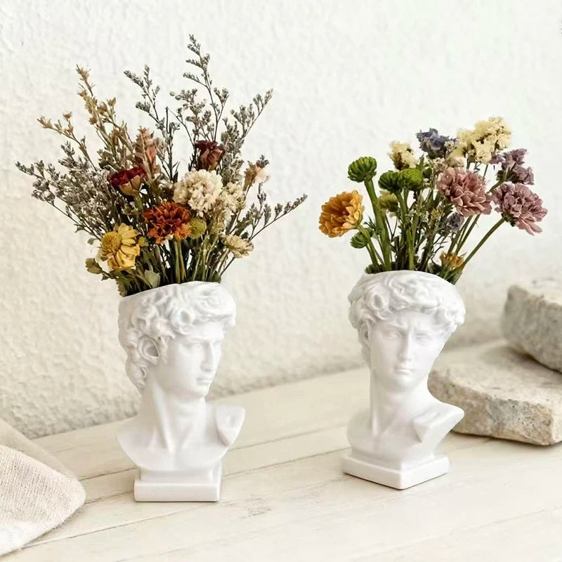 David Art Statue Flowerpot for Inserting Dried Flowers and Simulating Flowers Home Living Room Bedroom Decoration Gift