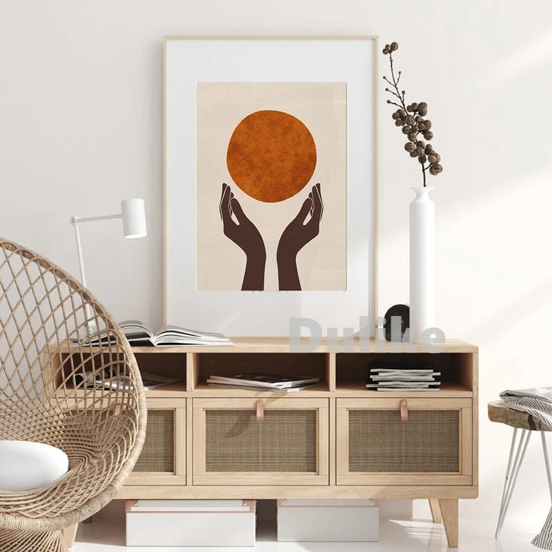 Black Woman Man Illustration Abstract Prints African American Couple Love Poster Boho Hands Canvas Painting Bedroom Home Decor