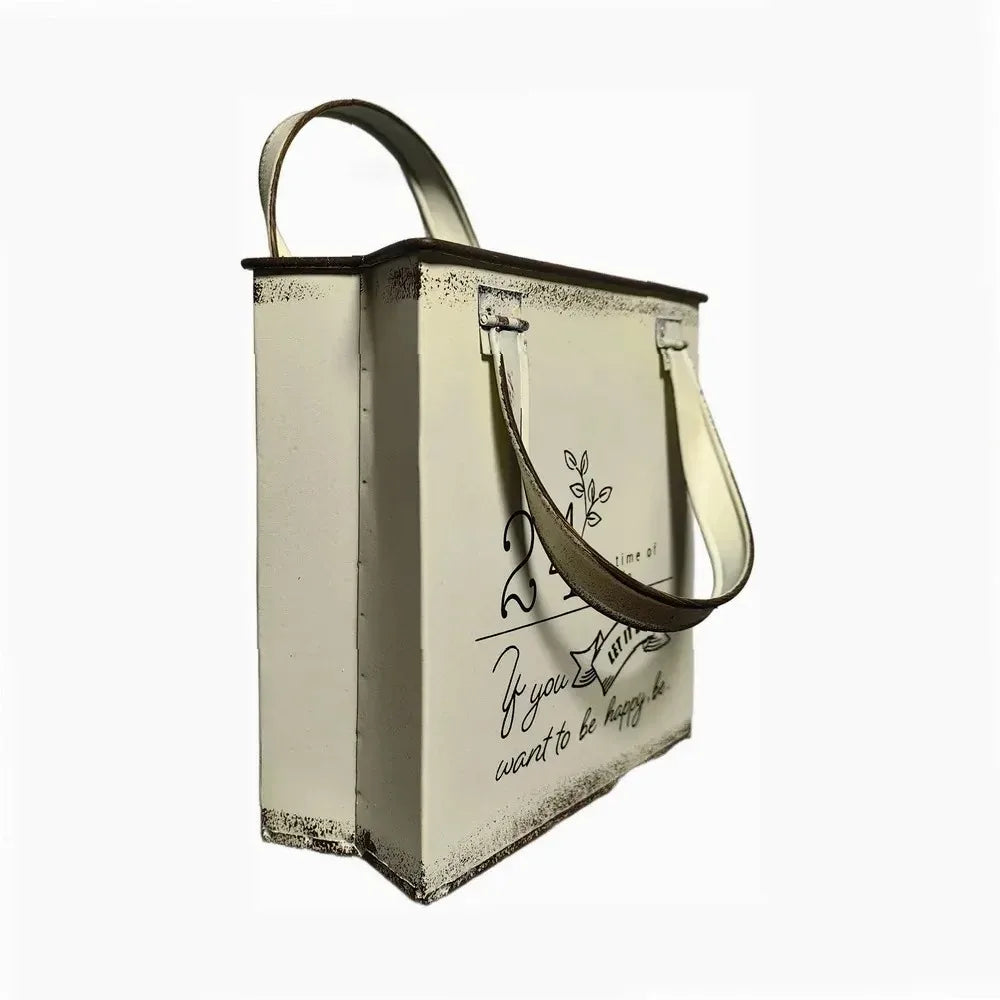 Iron Retro Handbag Shape Wall Mounted Flower Pot Home Furnishing Courtyard Garden Planting Decoration Metal Flowerpot Ornament