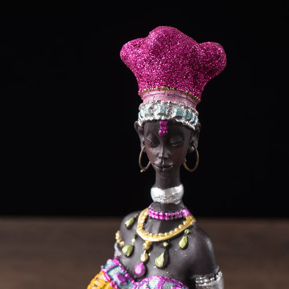 RAKKS Abstract African Black Women Sculpture Decoration Home Wine Cabinet Model Room Coffee Shop Resin Crafts