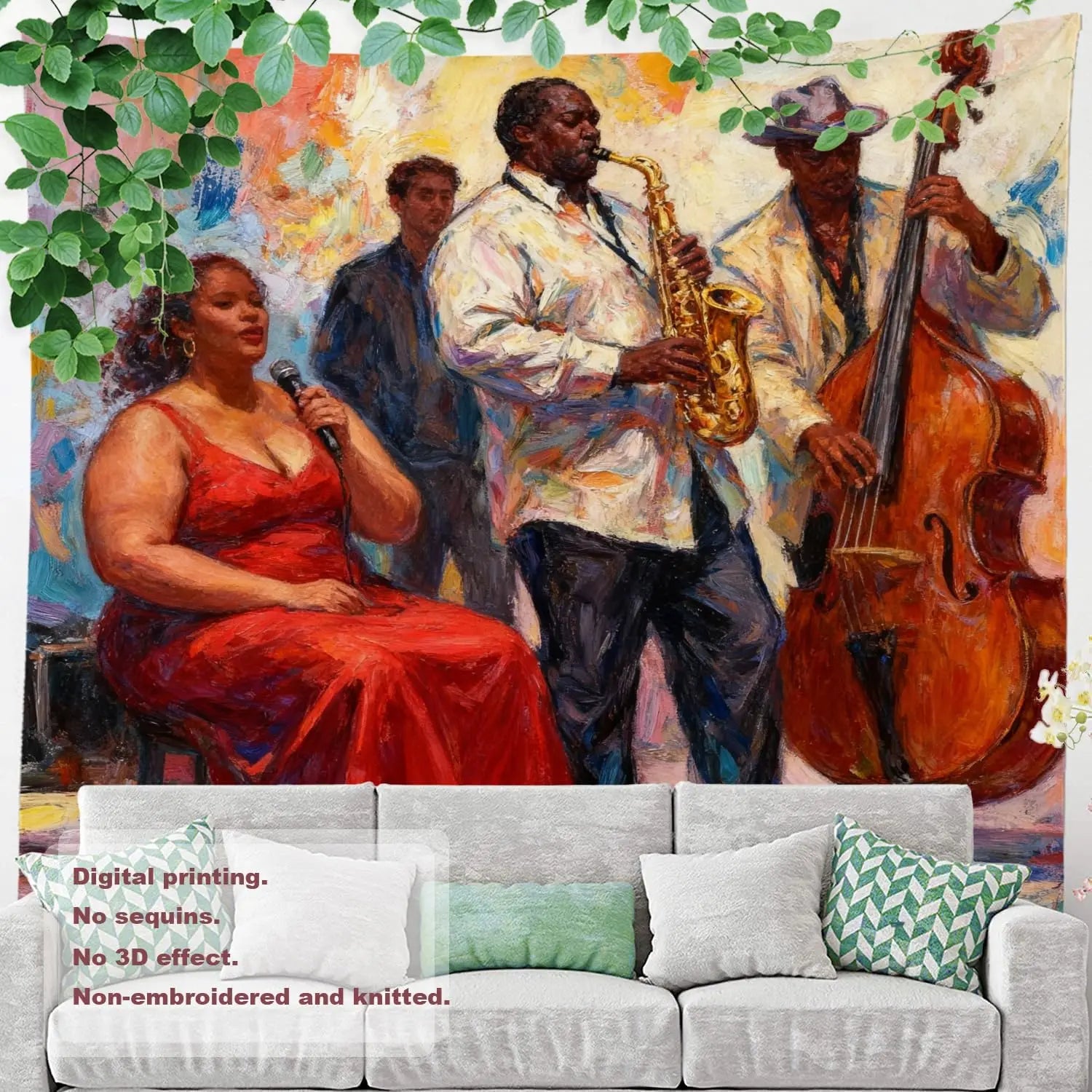 Vibrant Jazz Musicians Tapestry Wall Hanging Decoration Art for Living Room Home Decor Music Lovers Bohemian Gift Print