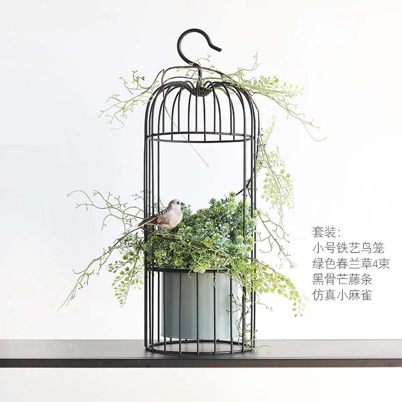 Birdcage wrought iron flower ware, garden art soft decoration home furnishing, ornament simulation flower ware, designer model r