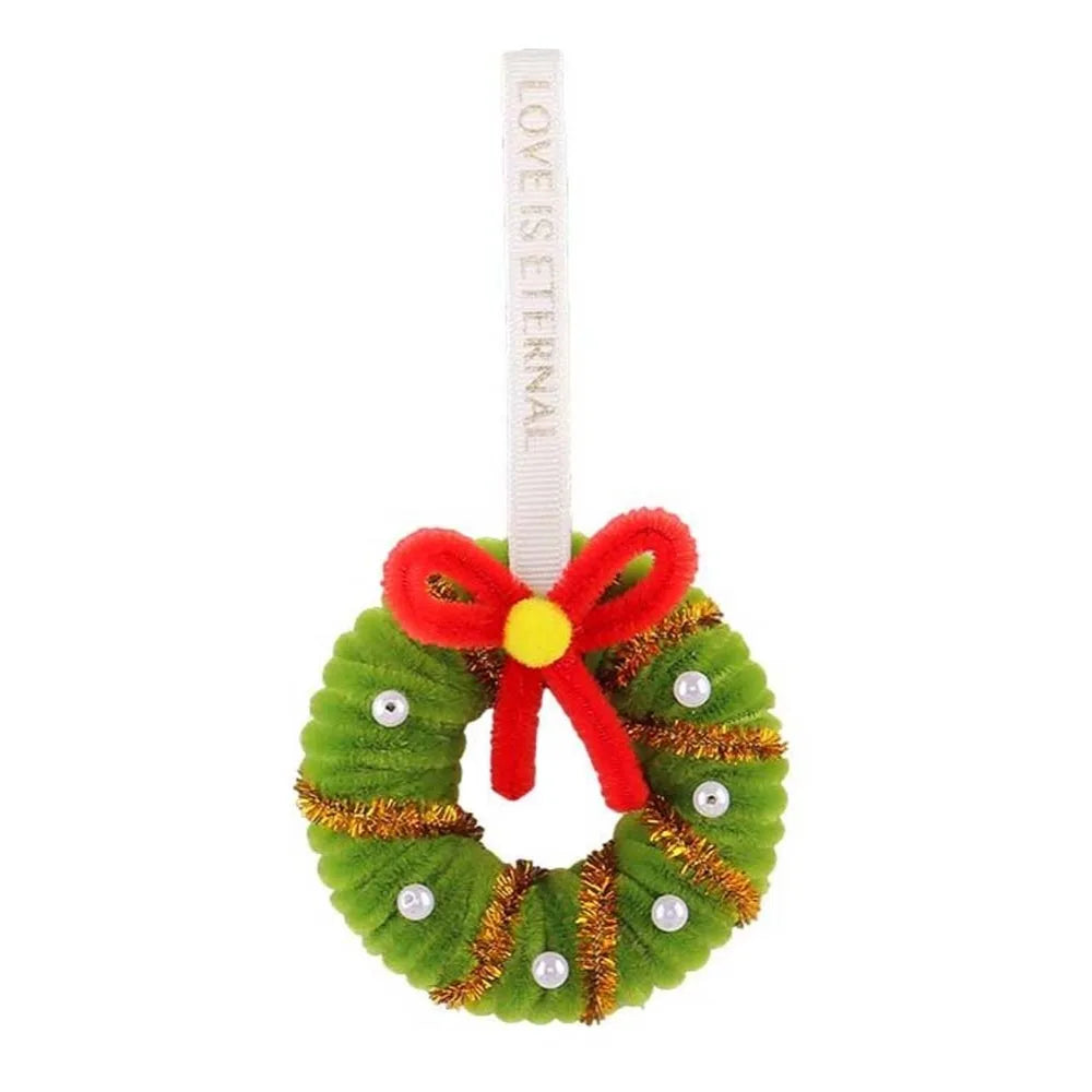 Small Size Christmas Mini Wreath Vibrant Colors Handmade Craft Holiday Hanging Pendant Bow Ribbon Lightweight