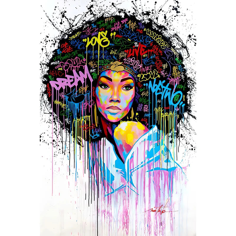 Modern Abstract Woman Face Wall Art Canvas Painting Graffiti Posters and Prints Girl Portrait Street Pop Art Pictures Home Decor