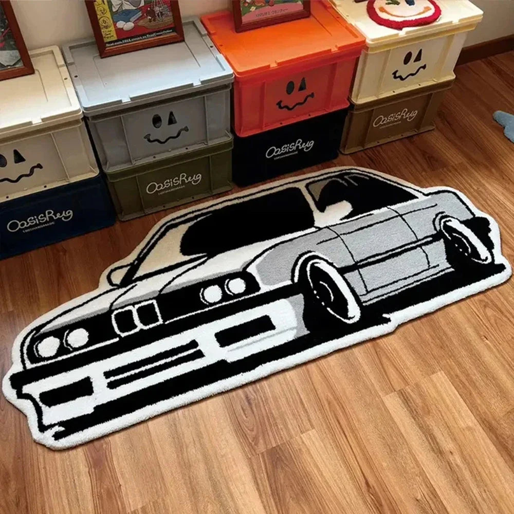 VIKAMA Car-Themed Boy'S Room Rug, Soft-Pile Car Enthusiast Floor Mat, Suitable For Bedrooms, Headboard Pad, Boy'S Gift
