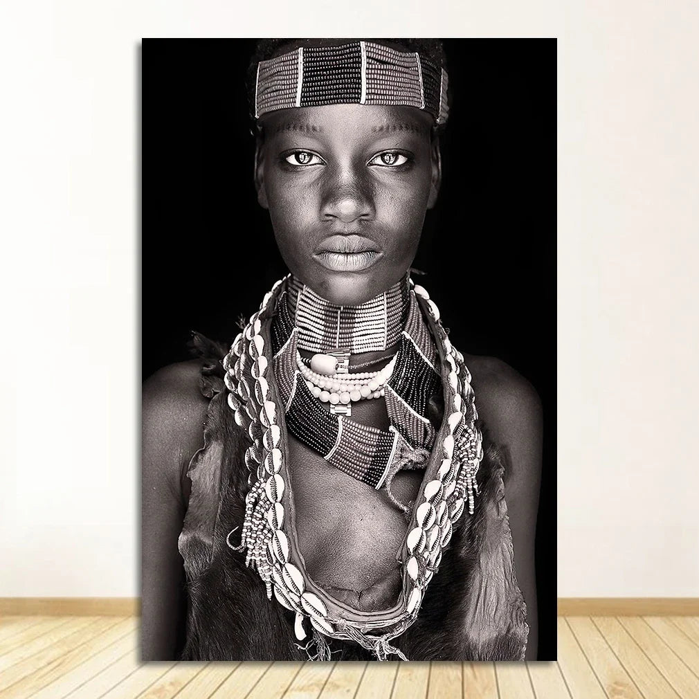 Black and White African Women Man Living Room Canvas Painting Wall Pictures Quadro Cuadros Wall Art Portrait Home Decoration