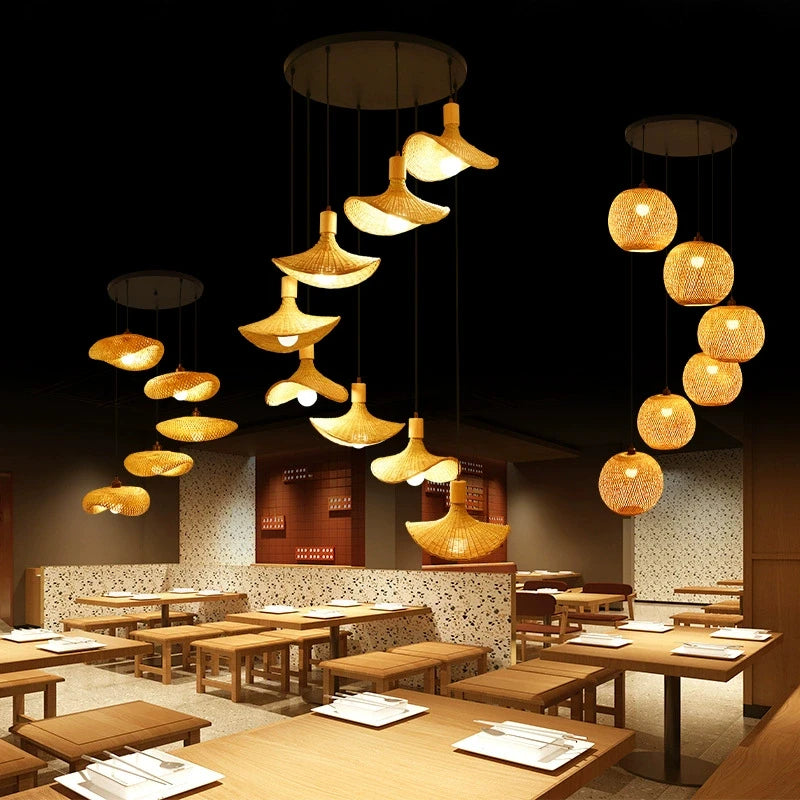 Bamboo Lamp - Natural Wicker Rattan Bamboo Lamp - Furniture Home Furnishing Hotel Garden Crafts