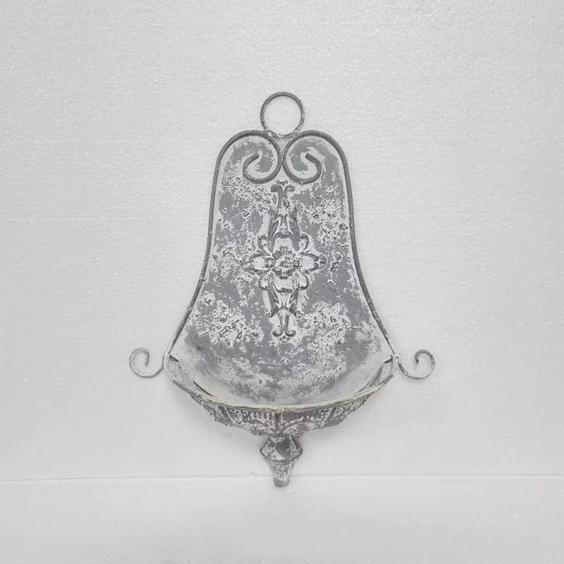 Hat Shape Wall Mounted Flower Basket Metal Ironwork Home Furnishings Garden Ornaments Printed Relief Wall Flower Pot Decorate