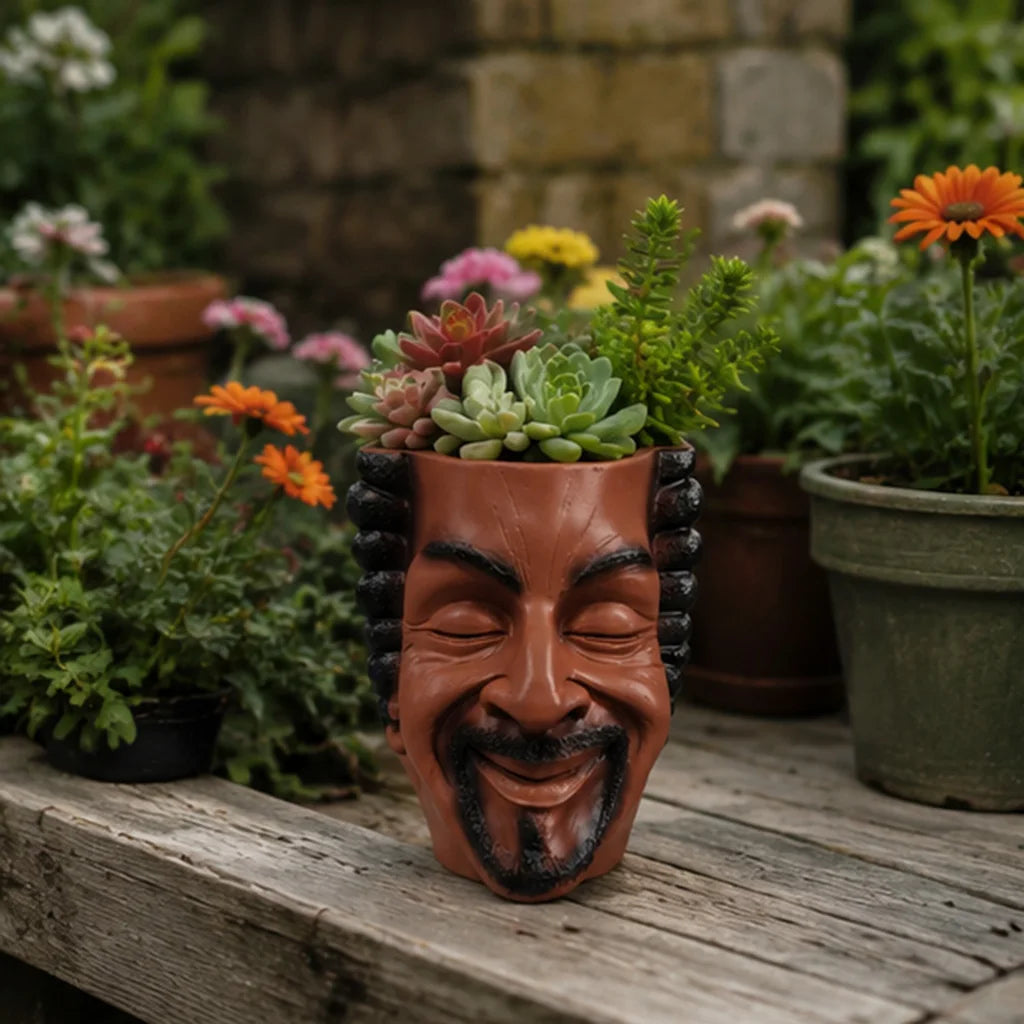 Aesthetic Face Planter Resin Flower Pot Unique Human Face Succulent Pot Modern Artistic Home Decor Garden Desk Decoration Gift