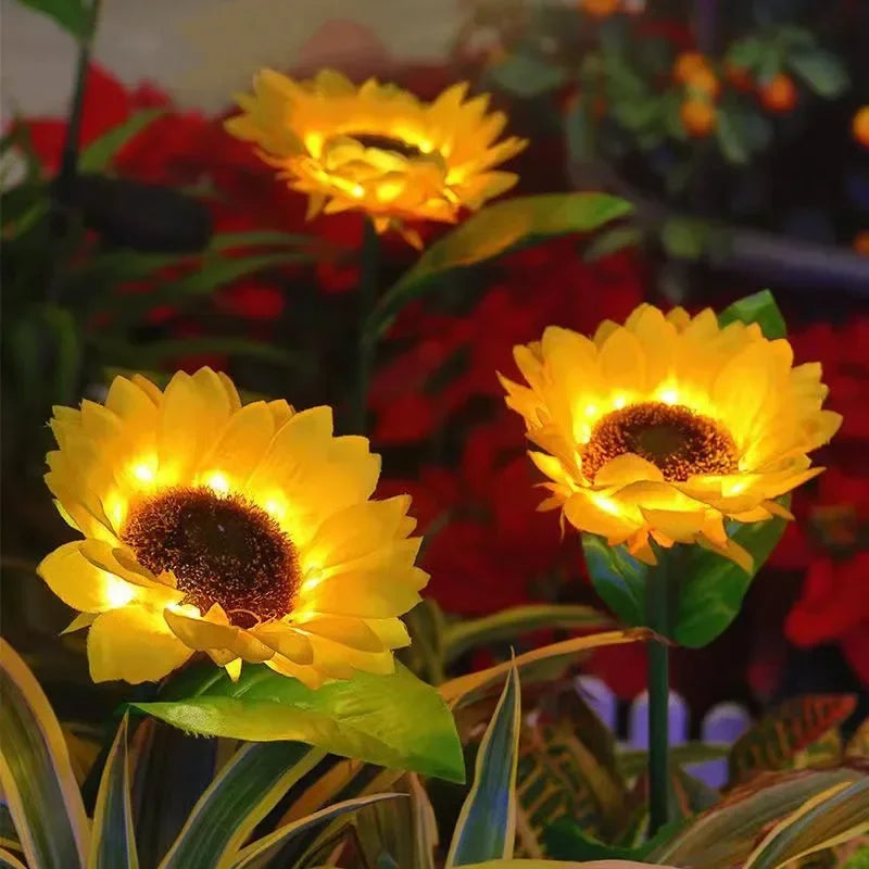 1pc Solar Sunflower Lights 3 Heads 1 Head Garden Stake Outdoor Decorative Waterproof LED Landscape Lights for Patio Garden Yard