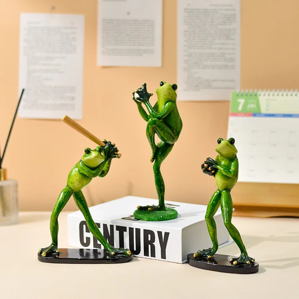 Frog Garden Statue Tennis Frog Statue Animal Decoration Frog Outdoor Sculpture Courtyard Garden Decoration Home Furnishing