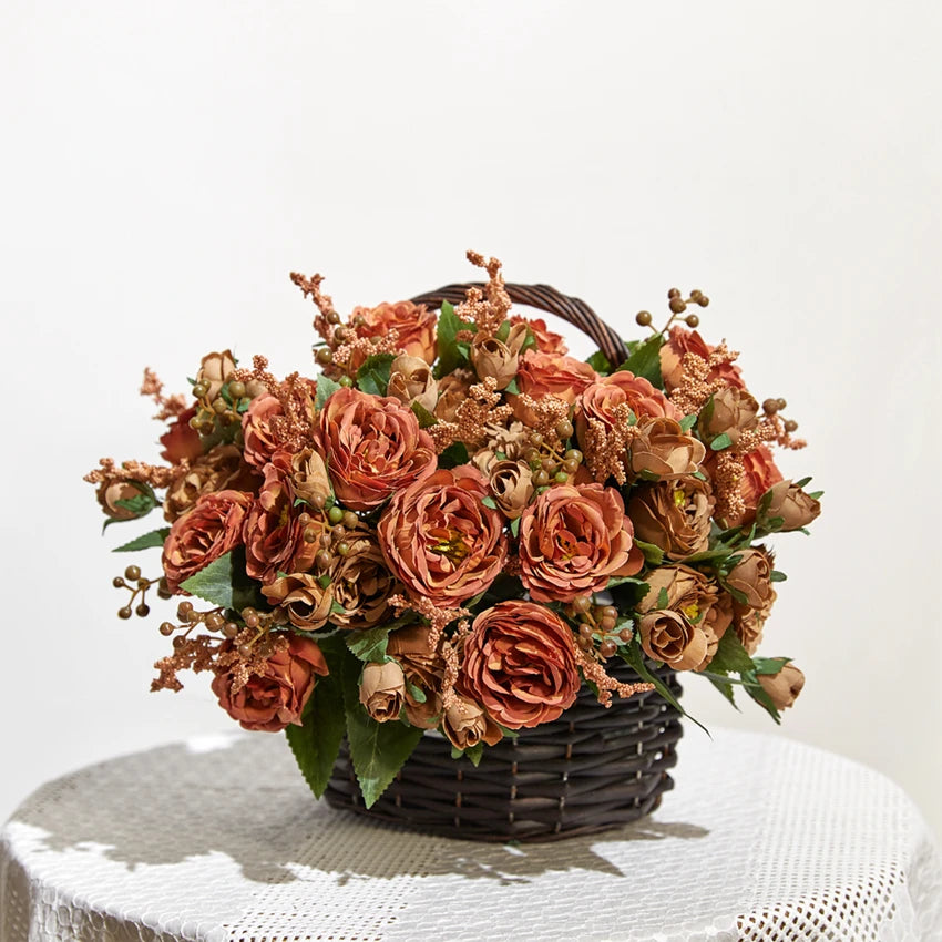 Artificial Flowers Peony Home Wedding Room Autumn Decora Festival Party Garland Outdoor Garden Diy Gifts Furnishing Silk Roses