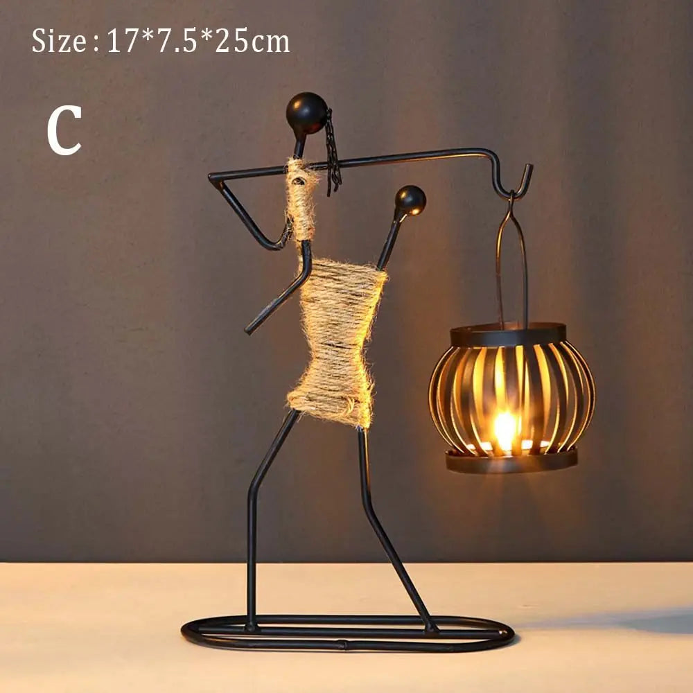 Nordic Metal Candlestick Abstract Character Sculpture Candle Holder Decor Handmade Figurines Home Decoration Art Gift