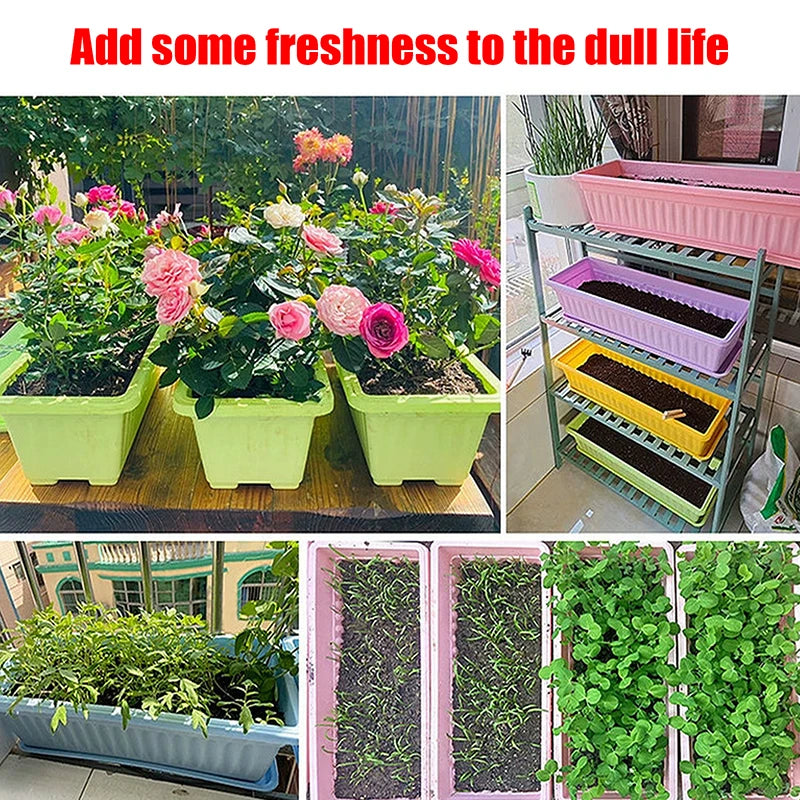 Breathable Plastic Rectangular Flowerpots 1Set Vegetable Planters For Balcony Indoor Gardening Plant Pot Home Garden Decor