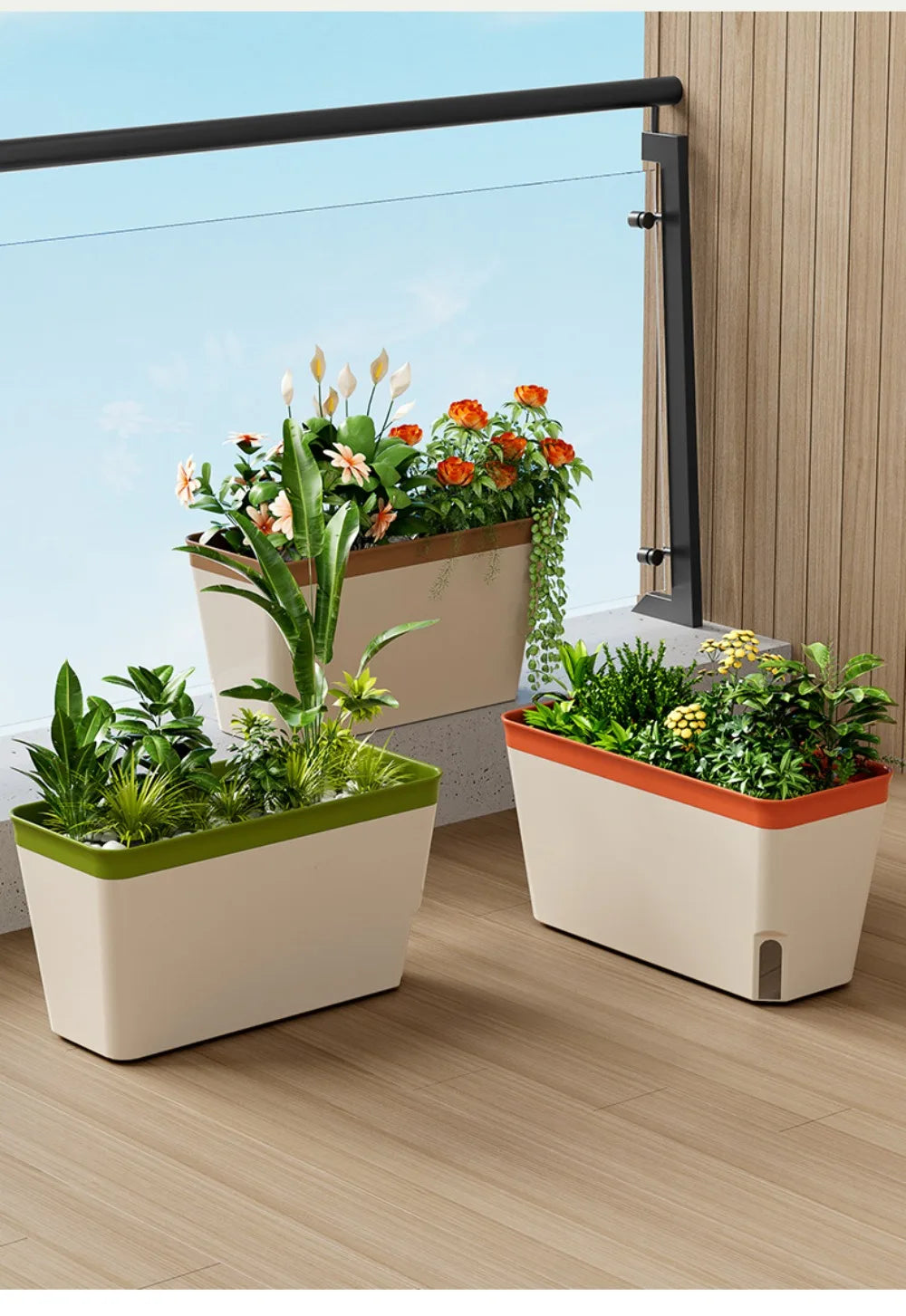 High Quality Modern Self Watering Planter Pots Decorative Visual Water Level Window Herb Planter Box Indoor Planter Vegetables